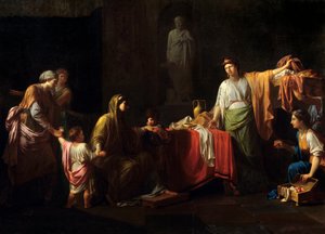 Részlet: Cornelie (Kr. e. 189 - 110) a Gracque-ok anyja - Tiberius Sempronius Gracchus és testvére, Caius Sempronius Gracchus, becenevén a Gracques, római államférfiak - Jean Francois Peyron (1744-1814) festménye
