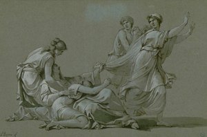 Az athéni fiatal férfiakat és leányokat Minotaurusznak kell felajánlani, 1778 körül.