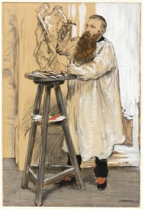 Auguste Rodin szobrász portréja a műtermében