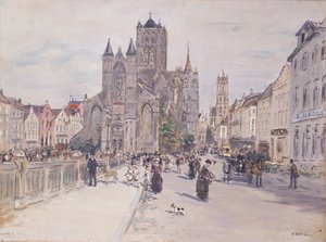 A genti Szent Miklós-templom látképe alkotó: Jean Francois Raffaelli