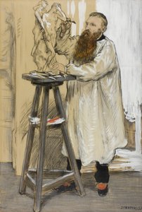 Auguste Rodin szobrász portréja műtermében, 1889 körül alkotó: Jean Francois Raffaelli
