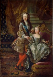 XV. Lajos király (1710-1774) és menyasszonya, a spanyol Marie Anne Victoire (1718-1781), a spanyol V. Fülöp lánya portréja Jean Francois De Troy (1679-1752) festménye 1724 körül Firenze, Palazzo Pitti