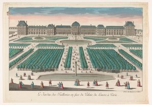 Kilátás a Jardin des Tuileries-re Párizsban, a Palais du Louvre felé nézve Le Jardin des Tuilleries en face du Palais du Louvre à Paris (cím a tárgyon)