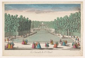 Kilátás a Château de Saint-Cloud kertjének kaszkádjaira La cascade de St. Cloud (cím az objektumon)