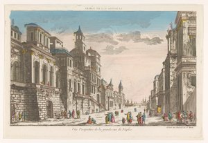 Kilátás egy utcára a tenger felé Nápolyban La grande rue de Naples (cím a tárgyon)