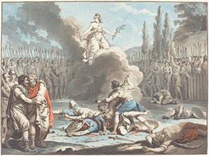 A horatii és a curatii harca alkotó: Jean François Janinet after Jean Jacques François Le Barbier I
