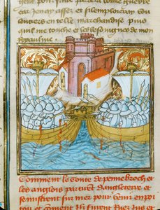 A la rochelle-i tengeri csata, amelyben az angol flotta vereséget szenvedett a Franciaország szolgálatában álló spanyol flottától ...