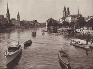 Svájc: Zürich a Quaibrucke-ból (f/w fotó)