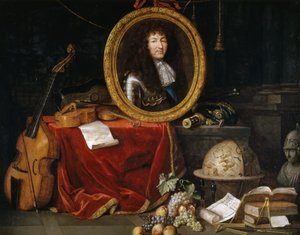XIV. Lajos allegóriája, a művészetek és tudományok védelmezője alkotó: Jean Garnier