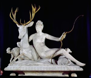Diana szarvasra szerelve (márvány és bronz) (lásd még: 148837)