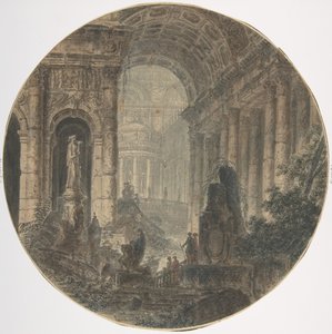 Építészeti fantázia, 18. század. alkotó: Jean Henri Alexandre Pernet.
