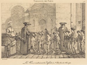 A testvérek St. Nicolas des Champs-ba vezetik a gyermekeket alkotó: Jean Henri Marlet