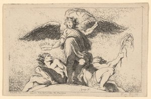 Angyal kezében egy tenyér és egy korona alkotó: Jean Honoré Fragonard after Annibale Carracci