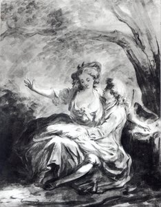 A szerelem találkozóhelye (papíron szépia) alkotó: Jean Honore Fragonard
