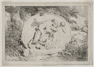 Bacchanals: A nimfa hazudik abban a szatírában alkotó: Jean Honore Fragonard