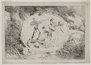 Bacchanales: Astride nimfa a szatír, 1763. alkotó: Jean Honore Fragonard