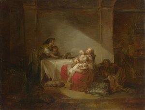 Belső jelenet. A boldog anya, 18. század második fele. alkotó: Jean Honore Fragonard