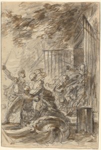 Isabella elhagyja otthonát, hogy kövesse Odoricót és embereit alkotó: Jean Honore Fragonard