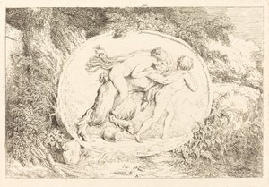 Nymph Astride a Satyr (Fiatal lány, aki szatírban húzódik) alkotó: Jean Honore Fragonard