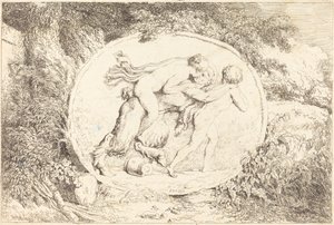 Nymph Astride a Satyr (Fiatal lány, aki szatírban húzódik) alkotó: Jean Honore Fragonard