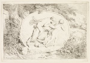 Szatír hátán lovagló nimfa, a Bacchanales, avagy szatírjátékok című képből alkotó: Jean Honore Fragonard