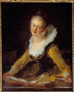 Tanulmány. Egy nő az irodájában könyveket lapozgat, hogy tanuljon. Jean Honore Fragonard (1732-1806) festménye alkotó: Jean Honore Fragonard
