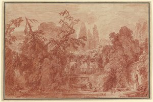 Egy olasz villa terasza és kertje alkotó: Jean Honore Fragonard