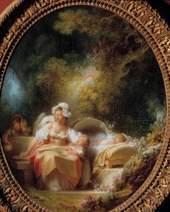 A jó anya Fiatal anya gyermekeivel körülvéve egy kertben. Jean Honore Fragonard (1732-1806) festménye alkotó: Jean Honore Fragonard