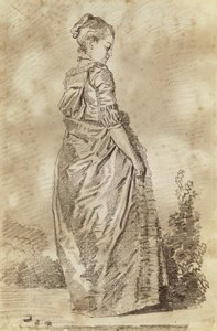 Fiatal nő sétál (piros kréta papíron) alkotó: Jean Honore Fragonard
