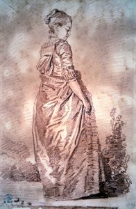 Fiatal nő sétál, és vért húz – Jean Honore Fragonard alkotó: Jean Honore Fragonard