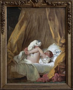Fiatal lány kutyával. Jean Honore Fragonard (1732-1806) festménye, olaj, vászon alkotó: Jean Honore Fragonard