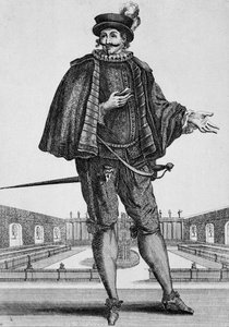 Capitan Spezzaferro, színpadi jelmez, idősebb Jean Berain (1637-1711) metszete, Franciaország