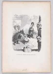 Erre a félelmetes történetre Zemire Azor lába elé veti magát a Jelenetek a ..., kb. 1837-47. alkotó: Jean Ignace Isidore Gérard