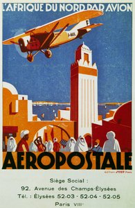 Aeropostale (légiposta), légi összeköttetés Észak-Afrikával, óriásplakát, Franciaország alkotó: Jean Jacquelin