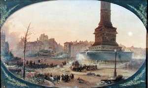Kilátás a Place de la Bastille-ra és a barikádra Faubourg Saint-Antoine-ban, 1848. június 25.