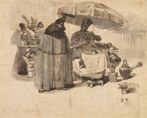 Tanulmány az "Au Bouquet de persil"-hez (Egy csokor petrezselyem) alkotó: Jean Jacques Grandville