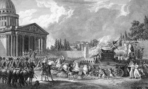 Voltaire író hamvait a párizsi Pantheonba szállítjuk