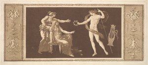 Apolló megkoronázza a művészeteket Apolló megkoronázza a művészeteket, a Recueil de Different Compositions...-ból, 1784.