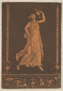 Fiatal drapériás nő, balról jobbra sétál, kezében egy Fiatal drapériás... fémváza, kb. 1784.