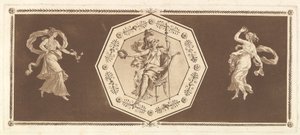 Minerva dekoratív nyolcszögben ülő, balra és jobbra az Éjszaka... figurával, 1784.