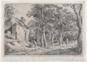 Víkendház az erdő bejáratánál, 1772. alkotó: Jean Jacques de Boissieu