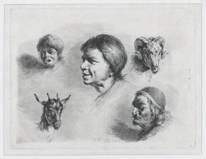 Tanulmány az öt fejről, 1803. alkotó: Jean Jacques de Boissieu