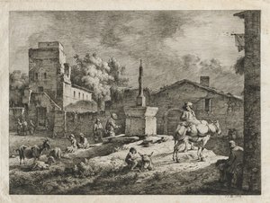 Saint-Andeol látképe, 1774. alkotó: Jean Jacques de Boissieu
