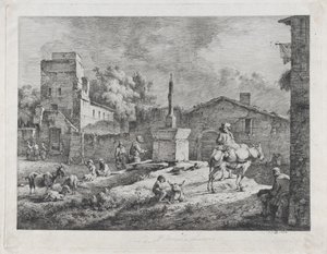 Saint-Andéol látképe, 1774. alkotó: Jean Jacques de Boissieu