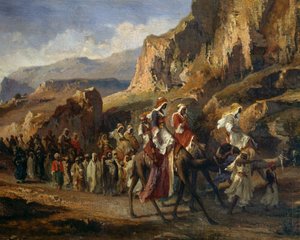 Karavánok átkelve a marokkói hegyeken, Jean-Joseph Bellel (1816-1898), Franciaország alkotó: Jean Joseph Bellel