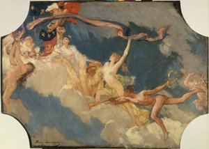 A párizsi Hôtel de Ville de Paris dísztermének vázlata: Párizs városa meghívja a világot az ünnepségekre. alkotó: Jean Joseph Benjamin Constant