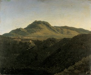 Kilátás a római Campagna-ra, a Nemi-tóval alkotó: Jean Joseph Xavier Bidauld