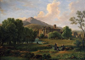 Kilátás a Grotta Ferrata kolostorra, Róma közelében, 1844