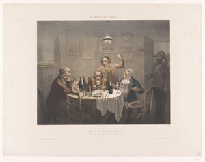 A rendőrök megzavartak egy csoport italozó férfit Les perturbateurs / The Disturbers / Die Polizeistunde (cím az objektumon) A nevetők múzeuma (sorozat címe) Le musée des rieurs (sorozat címe a tárgyon) alkotó: Jean Julien Jacott