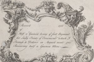 Kereskedelmi kártya Frazerhez, katonai nyomtatóhoz, írószerhez és könyvkötőhöz, 1736. alkotó: Jean La Rocque